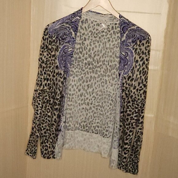 Chico's Womens Animal Print Paisley Thin Cardigan Large - Picture 1 of 6